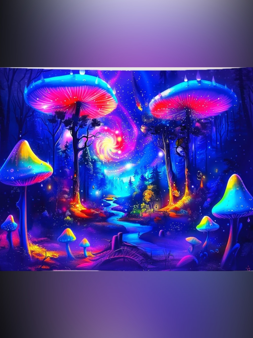 Blacklight Mushroom Tapestrie